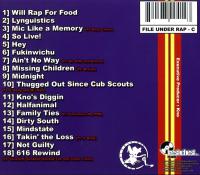 CunninLynguists - 2001 - Will Rap For Food (Back Cover)